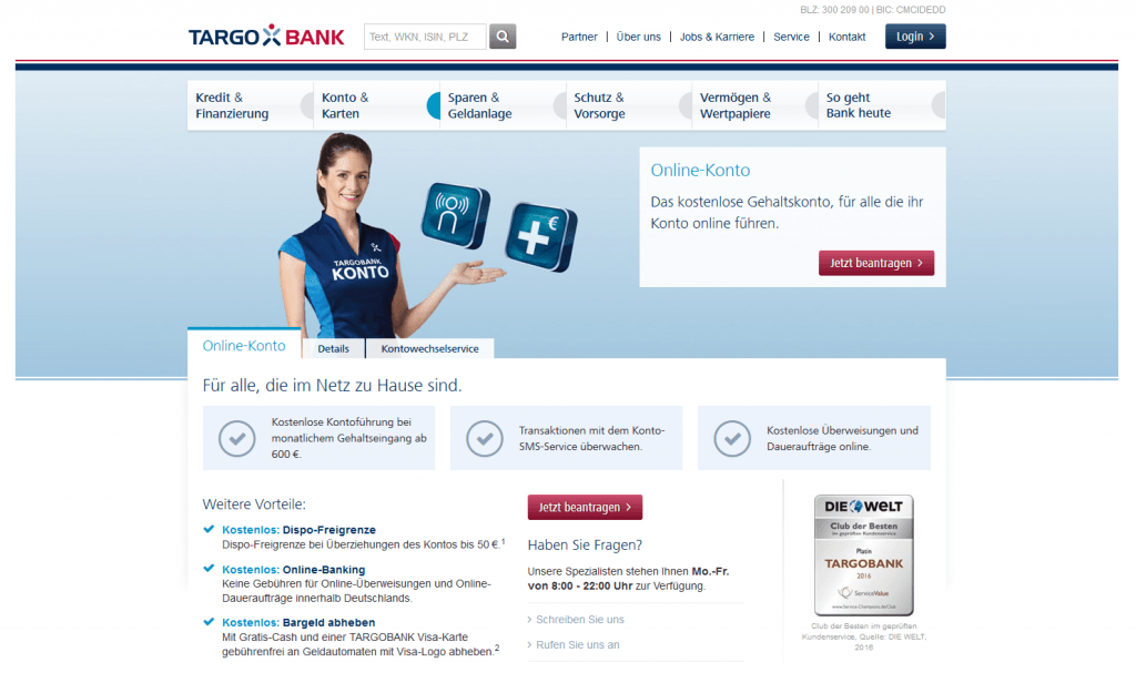 Targobank Girokonto: Kostenloses Konto im Vergleich 12/2022